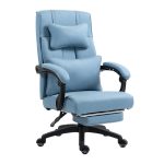   Scaun de birou Dowinx executive, albastru – cu suport pentru picioare, reglabil pentru lombar și tetieră