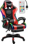   Scaun gamer de masaj Likeregal 920 LED cu suport pentru picioare-roșu