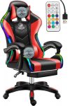   Scaun gamer de masaj Likeregal 920 LED cu suport pentru picioare-roșu