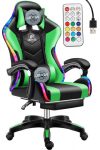   Scaun gamer de masaj Likeregal 920 LED cu suport pentru picioare- verde