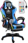   Scaun gamer de masaj Likeregal 920 LED cu suport pentru picioare-albastru