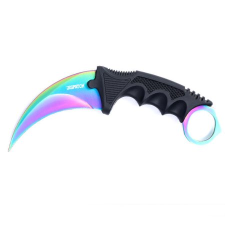 Cuțit Scorpion Karambit Rainbow Damasc, mâner negru