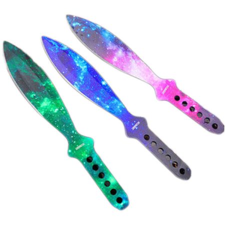 Set de cuțite din 3 piese, verde-roz-albastru (galaxy)