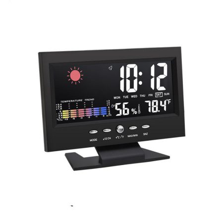 Ceas stație meteo - ecran color, afișare temperatură și umiditate
