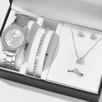   Set de bijuterii de lux 5 piese pentru femei, culoare argintie