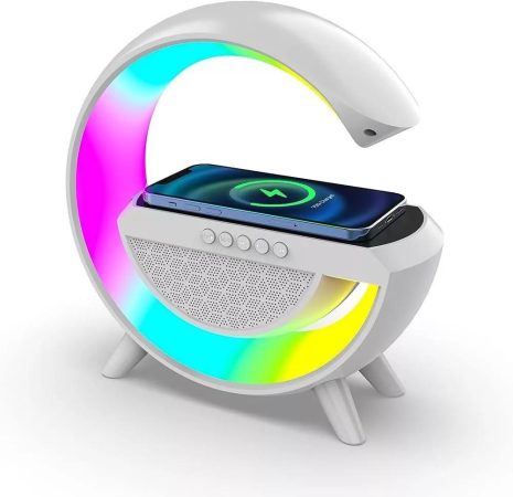 Difuzor bluetooth multimedia, suport de încărcare wireless, ceas cu alarmă, RGB