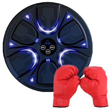 Aparat de box cu cutie muzicală montată pe perete + mănuși - Bluetooth, încărcare USB, difuzor încorporat