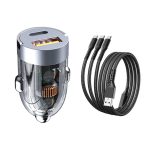   Set încărcător auto de 120 W, adaptor încărcător auto cu două porturi + cablu de încărcare