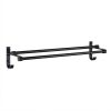 Suport dublu pentru prosoape 80 cm – negru, fără găurire, din aluminiu