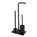   Suport vertical pentru hârtie igienică și perie WC – negru, oțel inoxidabil
