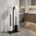 Suport vertical pentru hârtie igienică și perie WC – negru, oțel inoxidabil