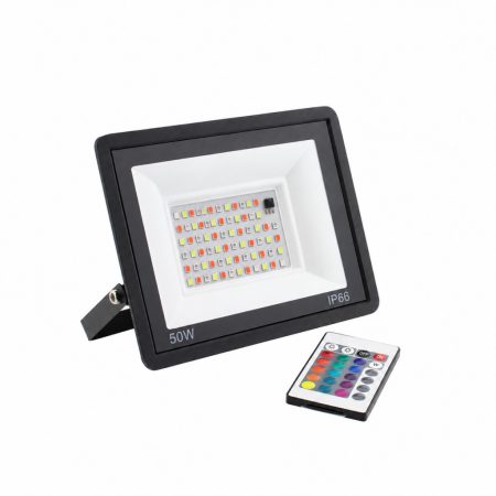 Proiector LED RGB de 50 W cu telecomandă, IP66 Proiector LED RGB de 50 W cu telecomandă, IP66