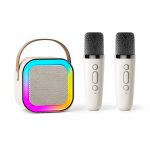   Boxă karaoke Bluetooth portabilă RGB cu 2 microfoane wireless