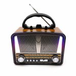   Radio Bluetooth cu difuzor, în stil retro, cu iluminare LED și lanternă