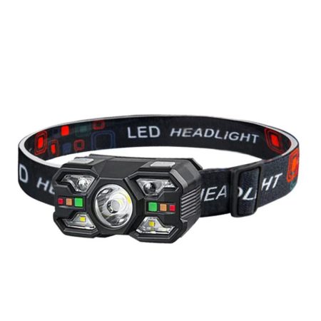 Lanternă frontală cu LED-uri cu senzor, cu lumină roșie și albă – reîncărcabilă, cu design ușor