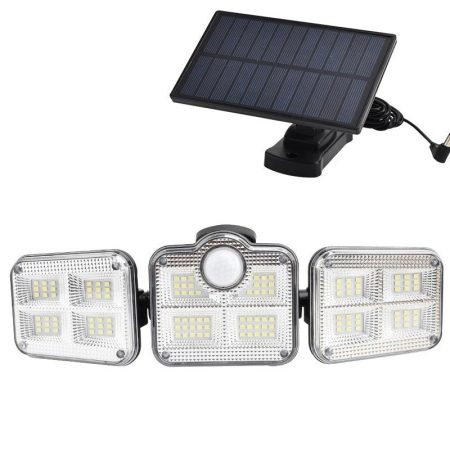 Reflector LED solar cu 3 panouri și senzor de mișcare – iluminat de siguranță pentru exterior