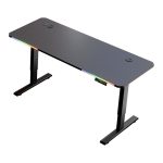   Masă pentru gamer cu reglare electrică și iluminare RGB – 140×60 cm