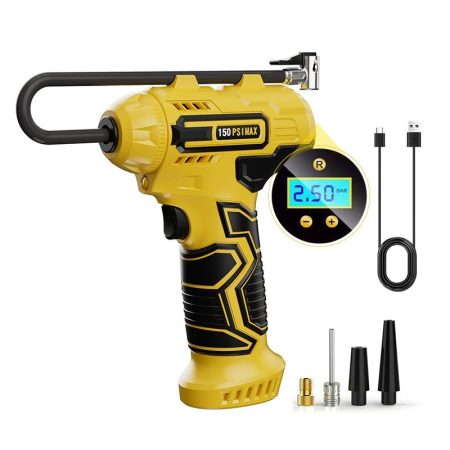 Compresor portabil cu baterie și afișaj digital – 150 PSI, oprire automată, iluminare cu LED Compresor portabil cu baterie și afișaj digital – 150 PSI, oprire automată, iluminare cu LED