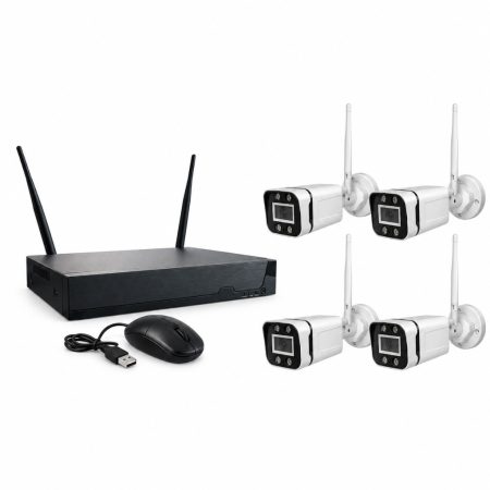 Set de 4 camere de supraveghere IP wireless 5G cu Wi-Fi, 2 MP Full HD, cu NVR cu 4 canale, IP66