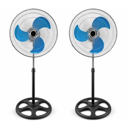 Set de 2 ventilatoare de podea de 18 colos – cu 3 pale metalice, 3 trepte de viteză, înălțime reglabilă între 100 și 128 cm