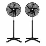   Set de 2 ventilatoare de podea de 18 colos – cu 5 pale, 3 trepte de viteză, înălțime reglabilă între 104 și 132 cm, negru