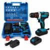 Mașină de găurit și înșurubat Rextool cu două baterii și mandrină metalică