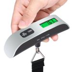   Cântar digital pentru valize cu afișaj LCD, 50 kg, argintiu-negru
